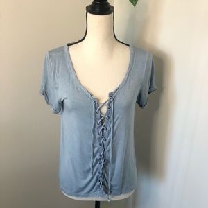 American Eagle Criss Cross Tie Front Soft & Sexy Blouse